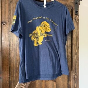 Blue Graphic Tee with Yellow Print